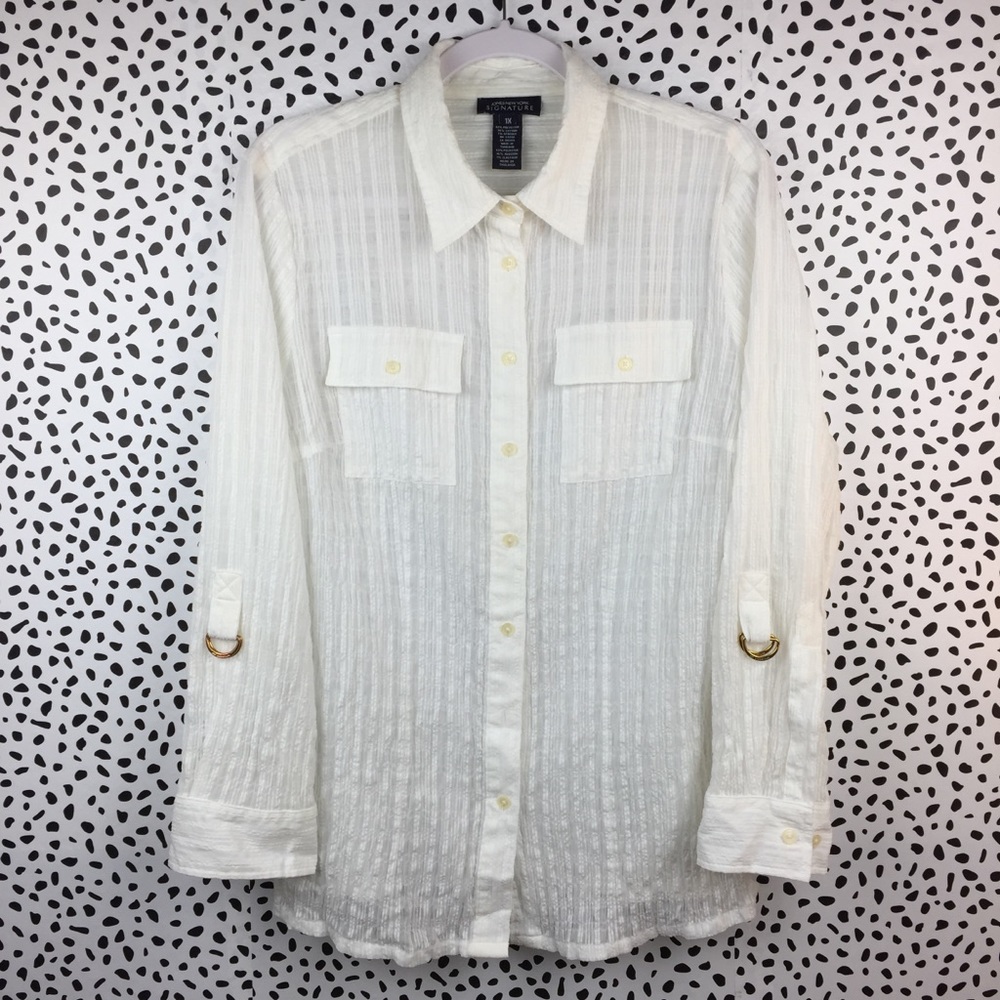 Jones New York Signature White Blouse Size 1X